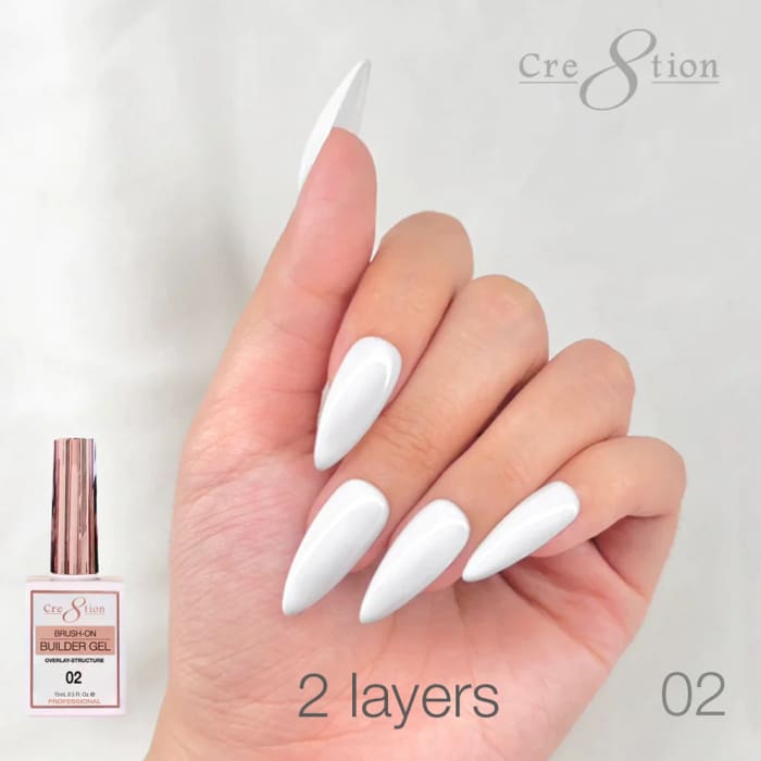 Cre8tion Gel Overlay/ Brush on Builder 0.5oz 02 White - OceanNailSupply