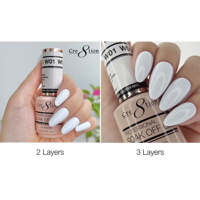 Cre8tion Gel W01 Cool White French Collection 0.5oz OceanNailSupply