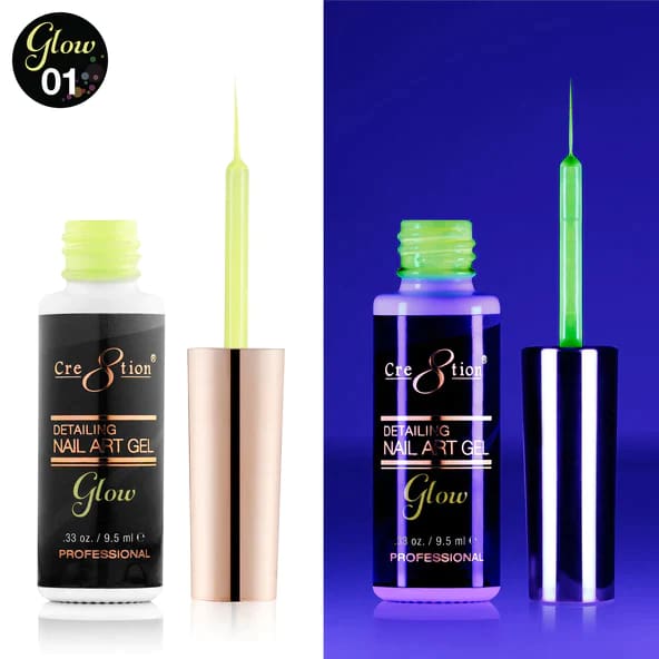 Cre8tion Glow in the Dark Detailing Gel 0.25oz - Full set 12 colors - OceanNailSupply