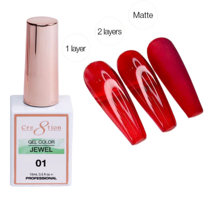 Cre8tion Jewel Collection - G01 (Jelly Red) - OceanNailSupply