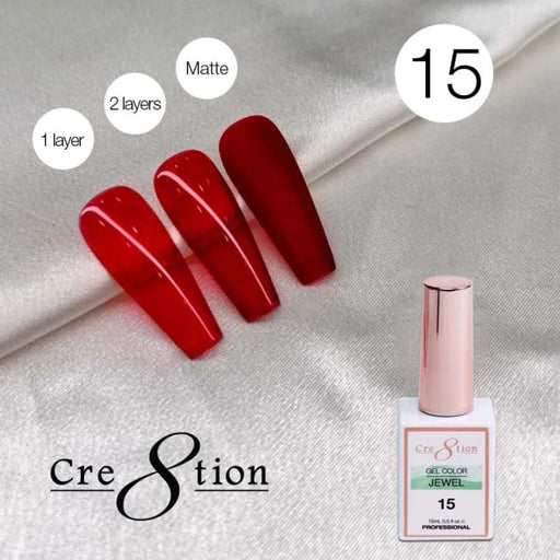 Cre8tion Jewel Collection - G15 (Red Jelly) - OceanNailSupply
