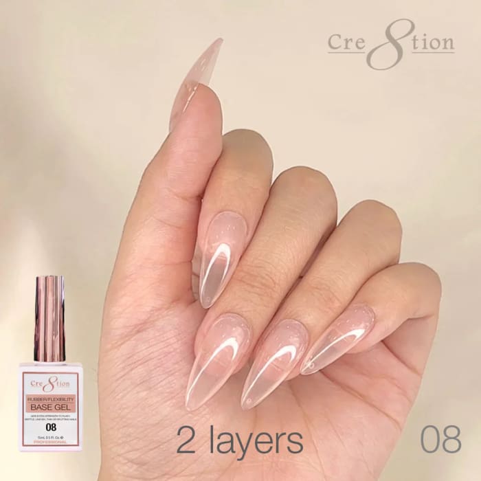 Cre8tion Rubber/ Flexibility Base Gel 0.5oz 08 - OceanNailSupply