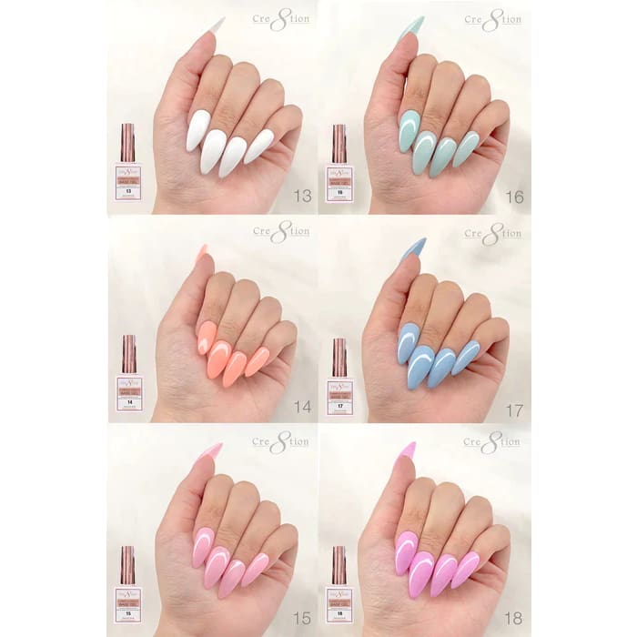 Cre8tion Rubber/ Flexibility Base Gel 0.5oz - Full Set 18 Colors w/ 1 Color Chart OceanNailSupply
