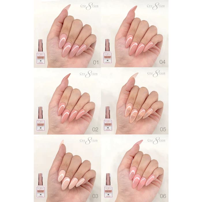 Cre8tion Rubber/ Flexibility Base Gel 0.5oz - Full Set 18 Colors w/ 1 Color Chart OceanNailSupply