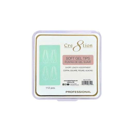 Cre8tion Soft Gel Tips Short Length Assorted Shapes Trail Box (112pcs) - OceanNailSupply