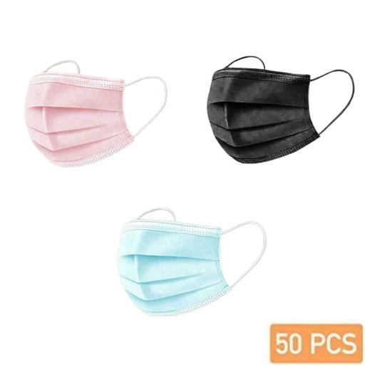 Disposable Masks (50 Count) - Fine Dust Protection (Pink Black Blue) - OceanNailSupply