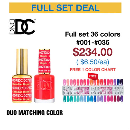 DND DC Duo Matching Color - Full set 36 colors #001 - #036 w/ 1 Color Chart - OceanNailSupply