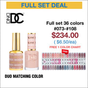 DND DC Duo Matching Color - Full set 36 colors #073 - #108 w/ 1 Color Chart #3 - OceanNailSupply