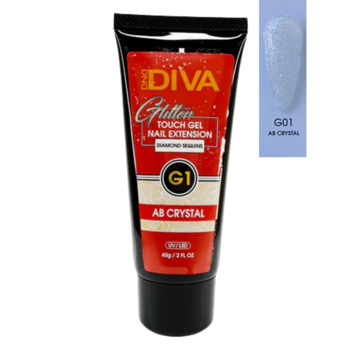 DND Diva Glitter Touch Gel (Polygel) - G01 AB Crystal - OceanNailSupply
