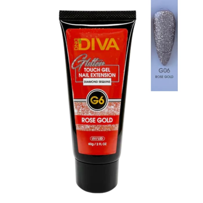 DND Diva Glitter Touch Gel (Polygel) - G06 Rose Gold - OceanNailSupply