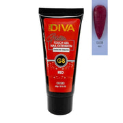 DND Diva Glitter Touch Gel (Polygel) - G08 Red - OceanNailSupply