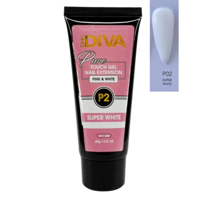 DND Diva Glitter Touch Gel (Polygel) - P02 Super White - OceanNailSupply