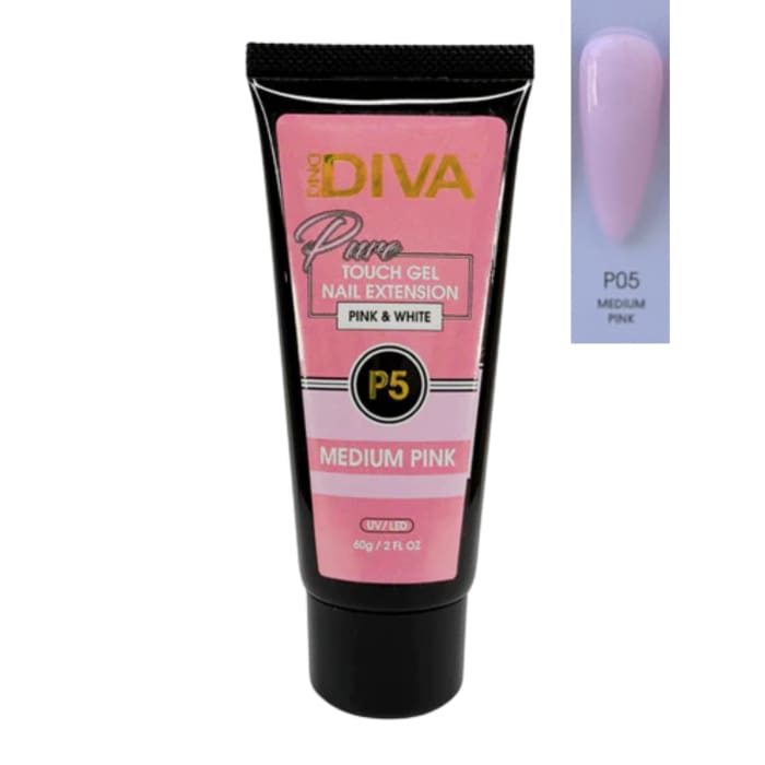 DND Diva Glitter Touch Gel (Polygel) - P05 Medium Pink - OceanNailSupply