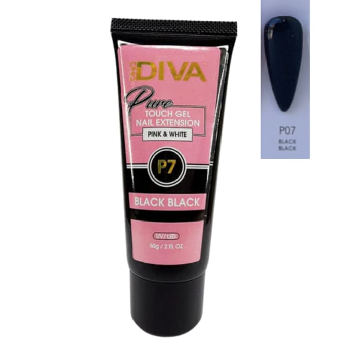 DND Diva Glitter Touch Gel (Polygel) - P07 Black Black - OceanNailSupply