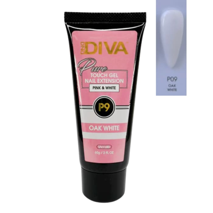 DND Diva Glitter Touch Gel (Polygel) - P09 Oak White - OceanNailSupply