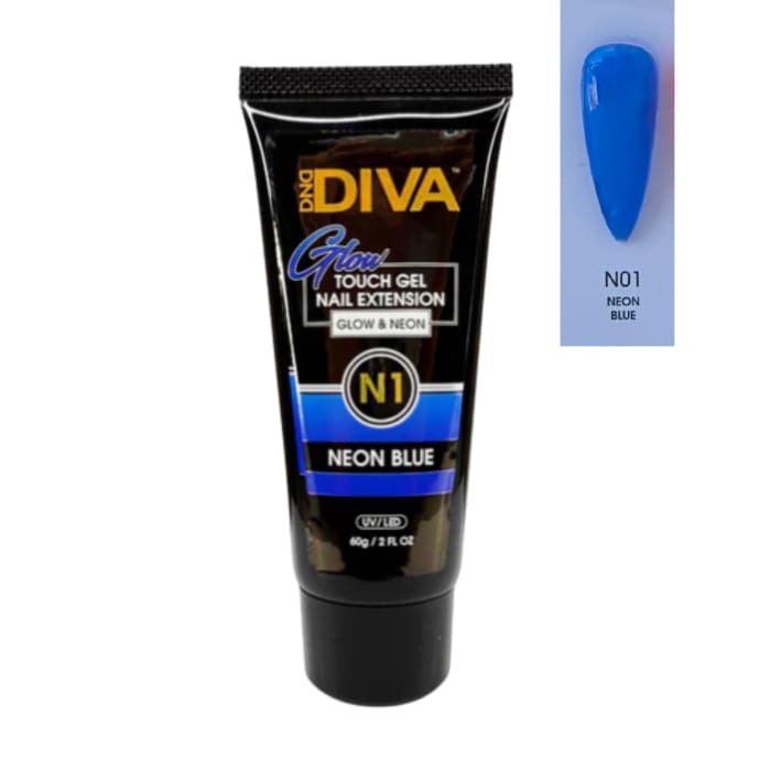 DND Diva Glow Touch Gel (Polygel) - N01 Neon Blue - OceanNailSupply