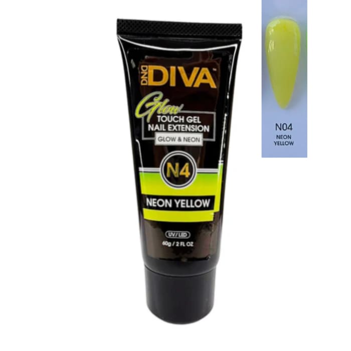 DND Diva Glow Touch Gel (Polygel) - N04 Neon Yellow - OceanNailSupply
