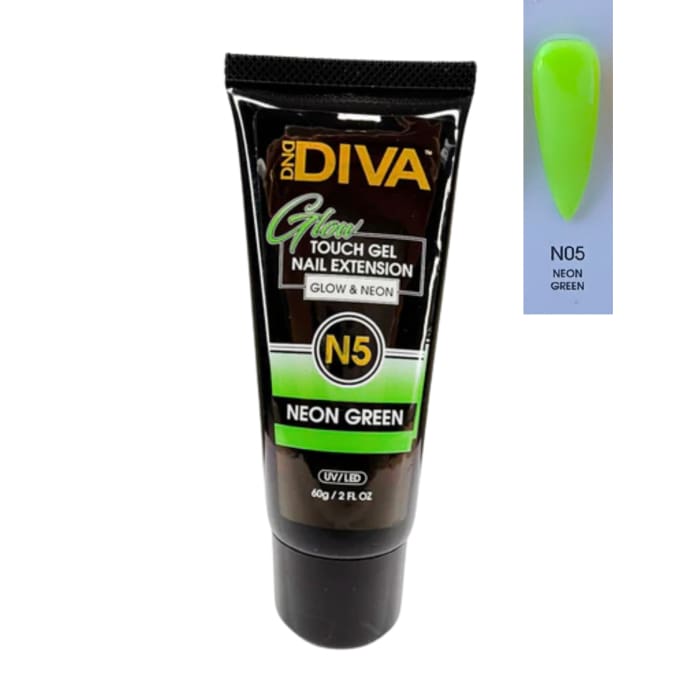 DND Diva Glow Touch Gel (Polygel) - N05 Neon Green - OceanNailSupply