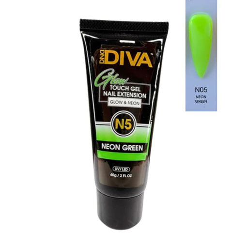DND Diva Glow Touch Gel (Polygel) - N05 Neon Green - OceanNailSupply