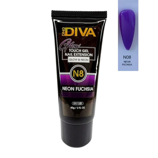 DND Diva Glow Touch Gel (Polygel) - N08 Neon Fuchsia - OceanNailSupply