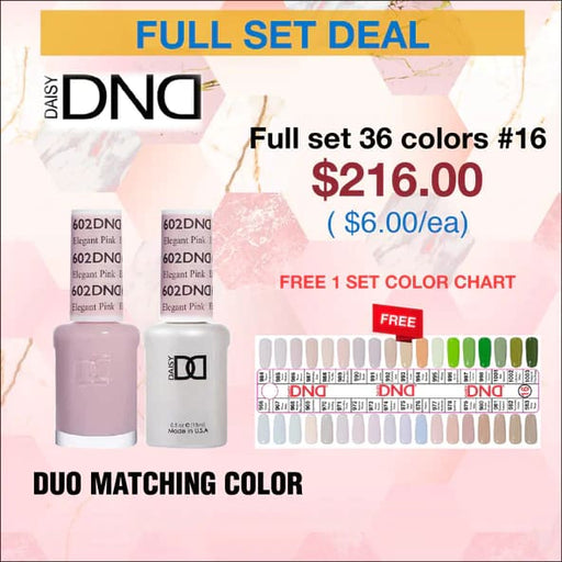 DND Duo Matching Color - Full set 36 colors - 16 #966- #1003 w/ 1 Color Chart - OceanNailSupply