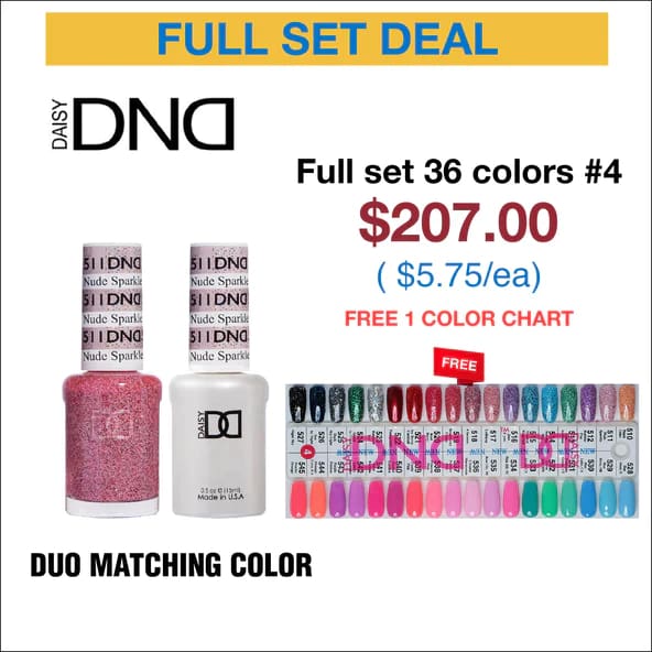 DND Duo Matching Color - Full set 36 colors - 4 #510 - #545 w/ 1 Color Chart - OceanNailSupply