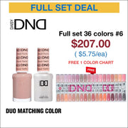 DND Duo Matching Color - Full set 36 colors - 6 #585 - #621 w/ 1 Color Chart - OceanNailSupply