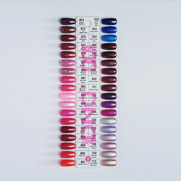 DND Duo Matching Color - Full set 36 colors - 8 #674 - #710 w/ 1 Color Chart - OceanNailSupply