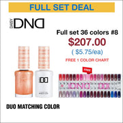 DND Duo Matching Color - Full set 36 colors - 8 #674 - #710 w/ 1 Color Chart - OceanNailSupply