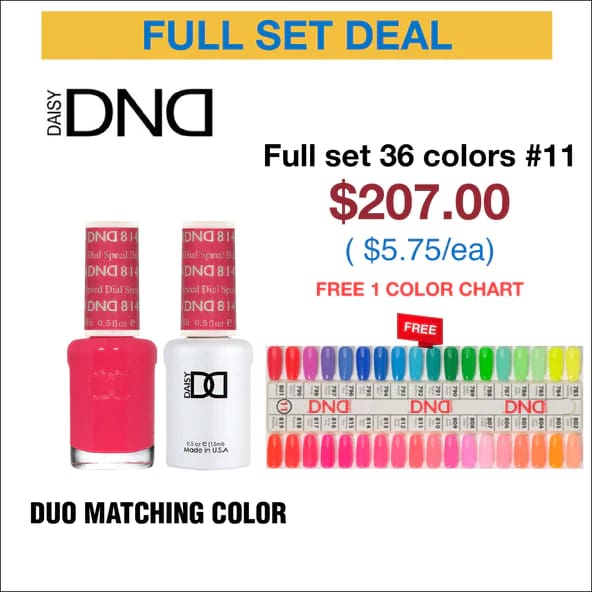 DND Duo Matching Color - Thrill Ride Collection - Full set 36 colors - 11 #783 - #819 w/ 1 Color Chart - OceanNailSupply