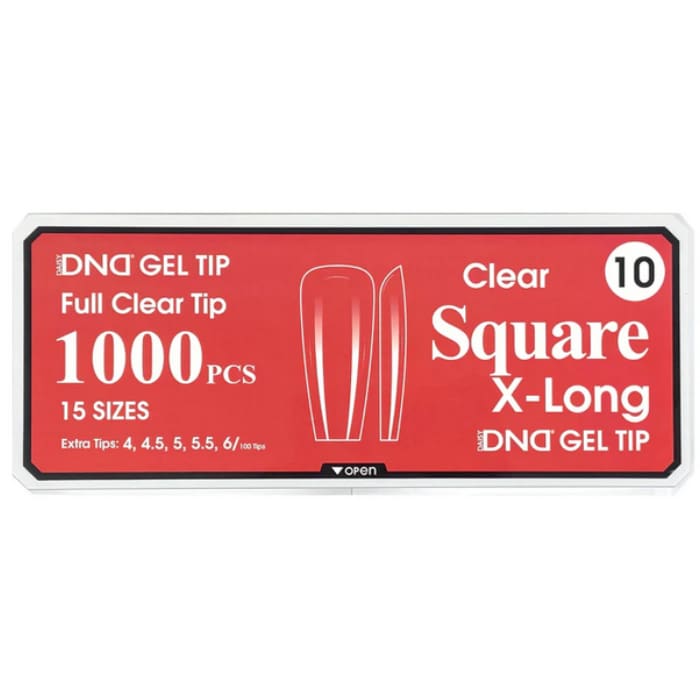 DND Gel Tips #10 – Clear Square X-Long (1000 pcs) - OceanNailSupply