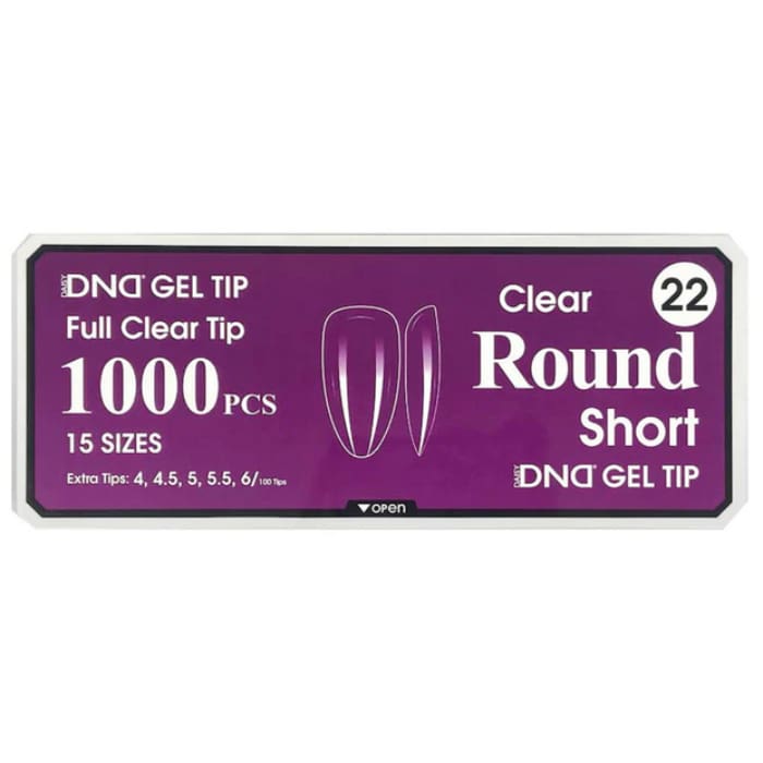 DND Gel Tips #22 – Clear Round Short (1000 pcs) - OceanNailSupply