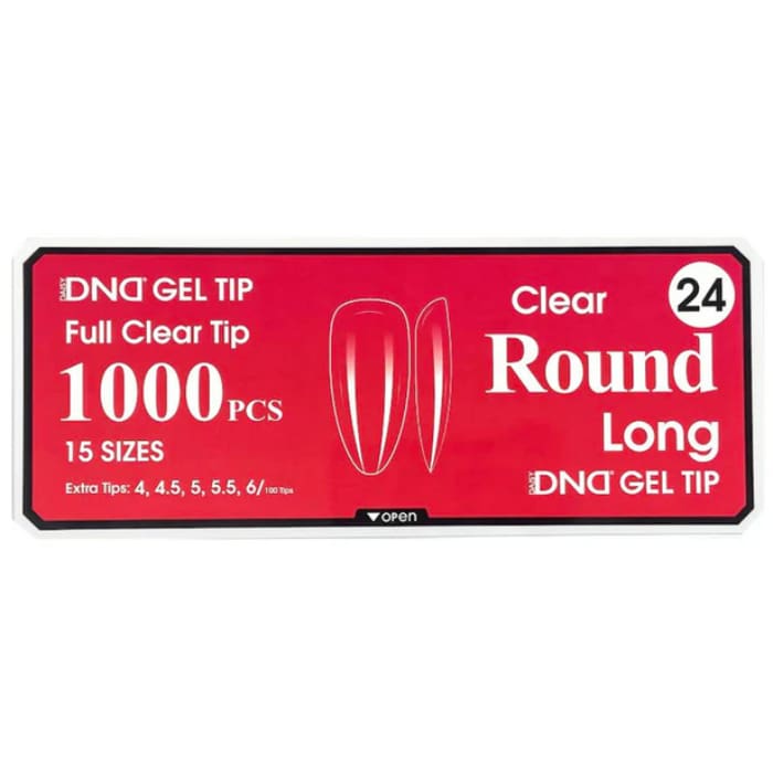 DND Gel Tips #24 – Clear Round Long (1000 pcs) - OceanNailSupply