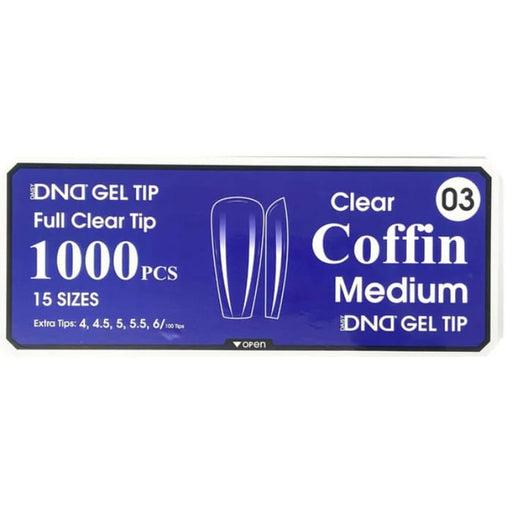 DND Gel Tips #3 – Clear Coffin Medium (1000 pcs) - OceanNailSupply