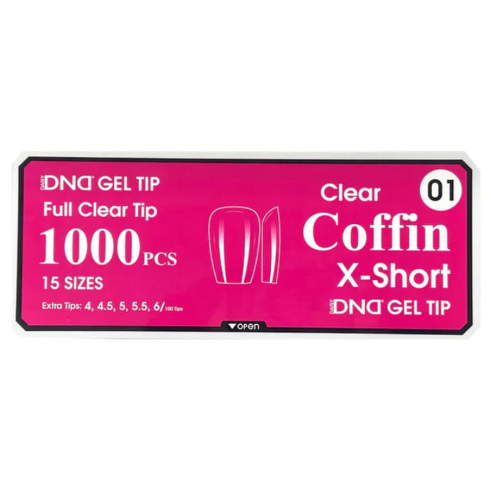 DND Gel Tips – Clear Coffin X-Short (1000 pcs) - OceanNailSupply