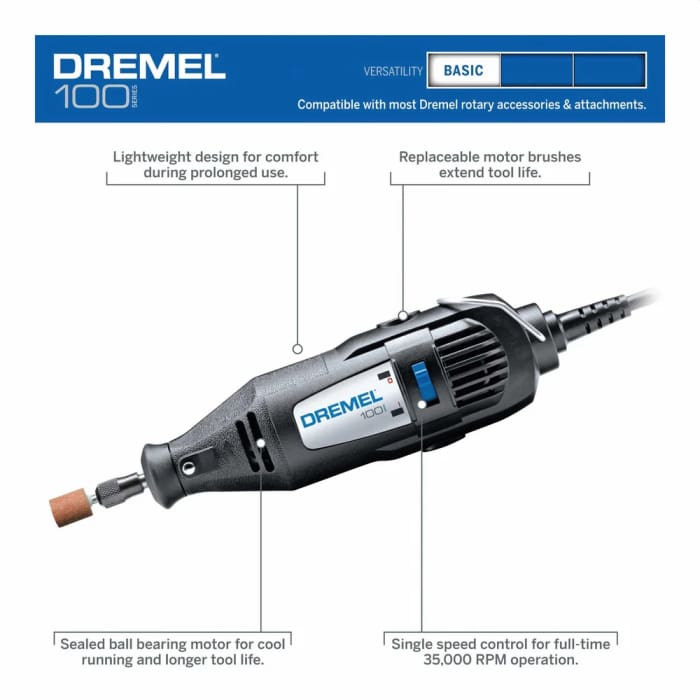 Dremel 100 Series Single Speed Rotary Tool with 7 Assorted Accessories - OceanNailSupply