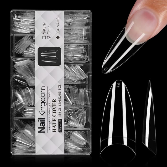 Half Cover Almond Nail Tips – Medium (504 pcs) - OceanNailSupply