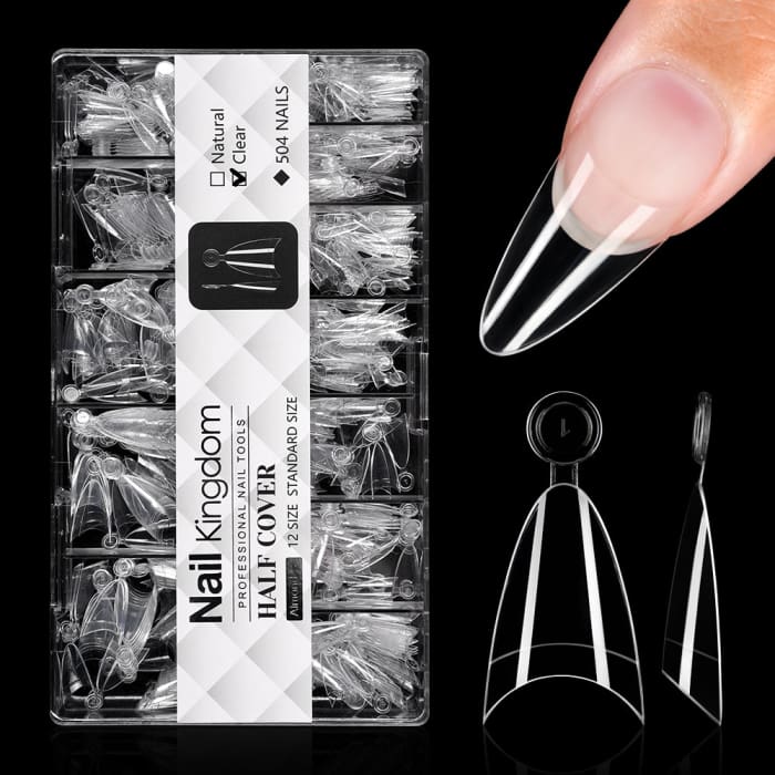 Half Cover Almond Nail Tips – Short (504 pcs) - OceanNailSupply