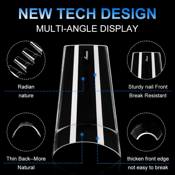Half Cover Coffin Nail Tips – Extra Short (504 pcs) - OceanNailSupply