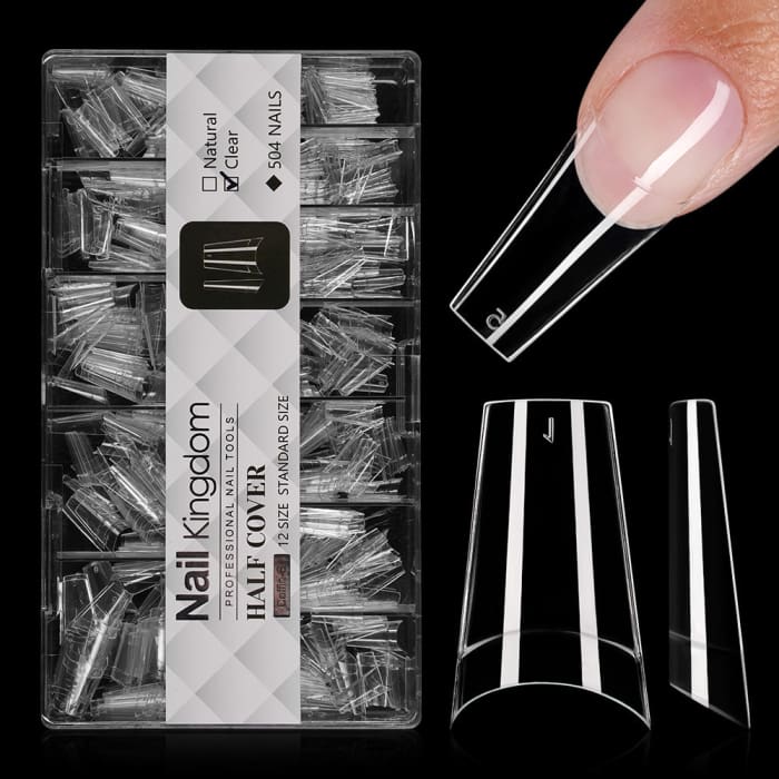 Half Cover Coffin Nail Tips – Extra Short (504 pcs) - OceanNailSupply