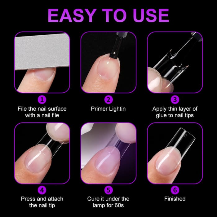 Half Cover Square Nail Tips – Short (504 pcs) - OceanNailSupply