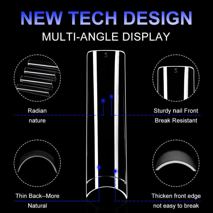 Half Cover Square Nail Tips – XL (504 pcs) - OceanNailSupply