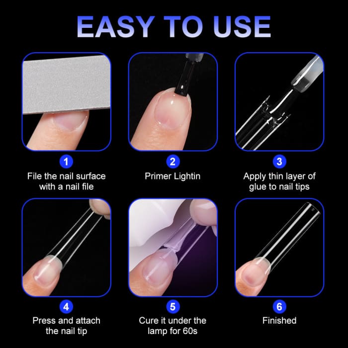 Half Cover Square Nail Tips – XL (504 pcs) - OceanNailSupply