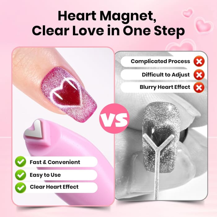 Heart Cat Eye Magnet - Pink - OceanNailSupply