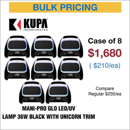 KUPA Mani-pro GLO LED/UV Lamp 36W - Black with Unicorn Trim - Case of 8 - OceanNailSupply