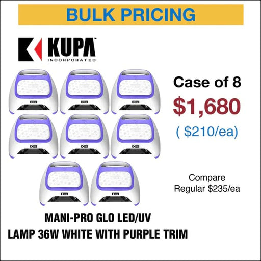 KUPA Mani-pro GLO LED/UV Lamp 36W - White with Purple Trim - Case of 8 - OceanNailSupply