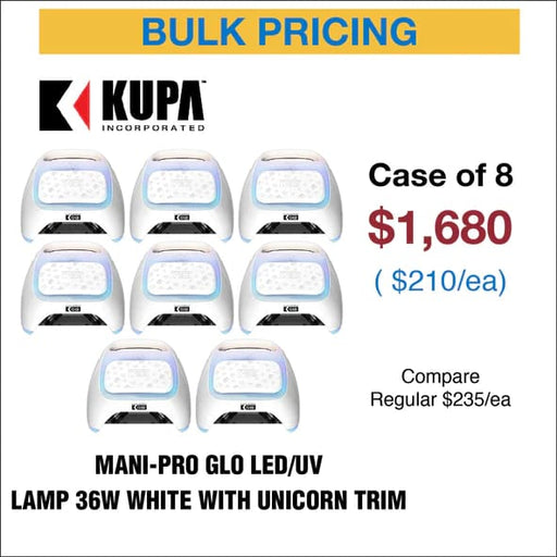 KUPA Mani-pro GLO LED/UV Lamp 36W - White with Unicorn Trim - Case of 8 - OceanNailSupply