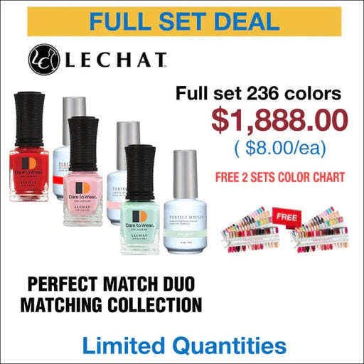 Lechat Perfect Match Duo (Gel & Lacquer) Matching color - Full set 236 colors w/ 2 sets Color Chart - OceanNailSupply