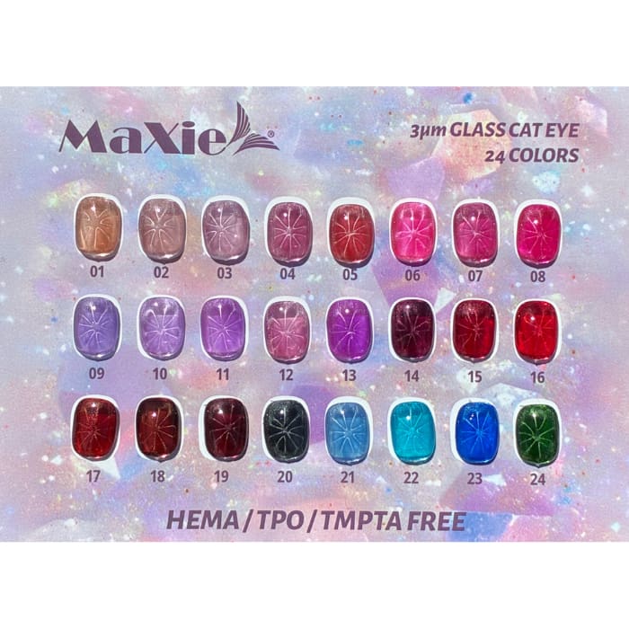 MaXie Glass Cat Eye Collection – 24 Magnetic Gel Colors (HEMA & TPO Free) - OceanNailSupply