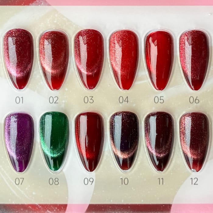 MaXie Red Cat Eye Collection - 12 Colors - OceanNailSupply
